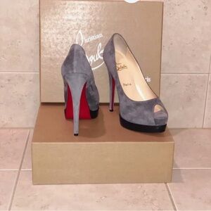 Christian Louboutin Gray Peep Toe Heels